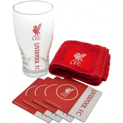 Bar set sklenice s tácky a ručníkem FC Liverpool: Wordmark 470 ml