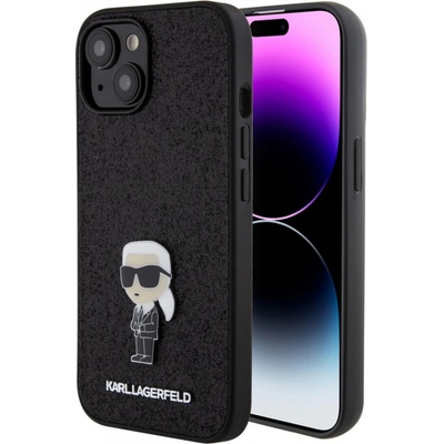 Karl Lagerfeld FIXED Glitter Metal Ikonik iPhone 15 černé – Sleviste.cz