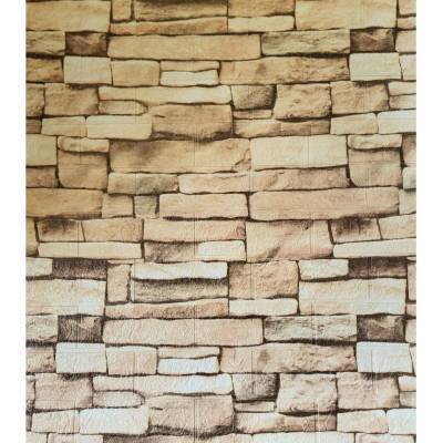 3D samolepiaci nástenný panel zo SVETLOhnedej tehly, rozmery 70 x 77 x 0,1 cm Počet ks v balení: 1 ks