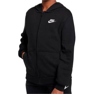 Nike Детски суичър Nike Kid's NSW Club FT Hooded Full ZIP L/S LBR Zip-up hoodie - Black / White - размер M (003-3737-0213)