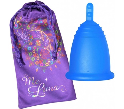 MeLuna Classic modrý stem menstruační kalíšek vel. M