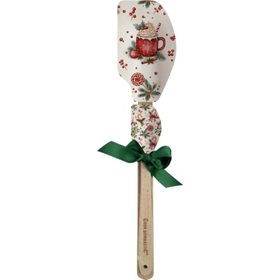 ALVARAK Stěrka kuchyňská 2 ks 32 + 21 cm, silikon/dřevo, vánoční motiv, hrneček