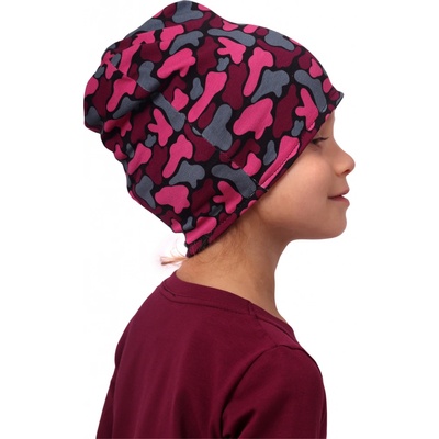 Detská čiapka bavlnená obojstranná čierna+fľaky zelenej na čierne