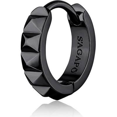 S'Agapõ Černá single kruhová náušnice Proud SPD36