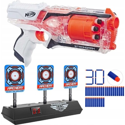 NERF ELITE PISTOLE STRONGARM + TERČ A PŘÍSLUŠENSTVÍ