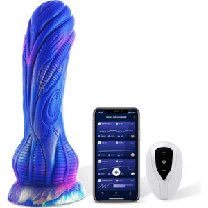 HISMITH WDA025-M Wildolo Silicone Vibrating Monster Dildo with App 24cm Blue-Purple