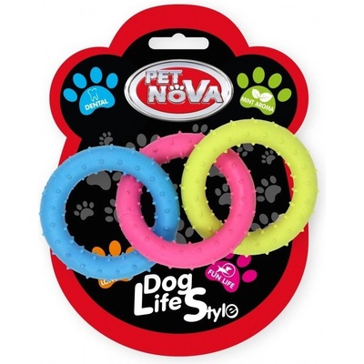 Petnova hračky pre zvieratá TPR 3 RINGS hračka pre psa 18,5 cm