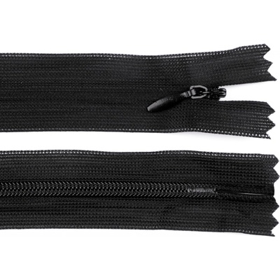 Prima-obchod Spirálový zip skrytý No 3 délka 65 cm dederon, barva 332 černá
