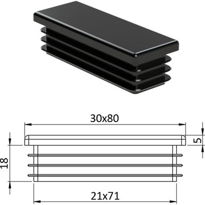 Krytka plastová 30 x 80 mm