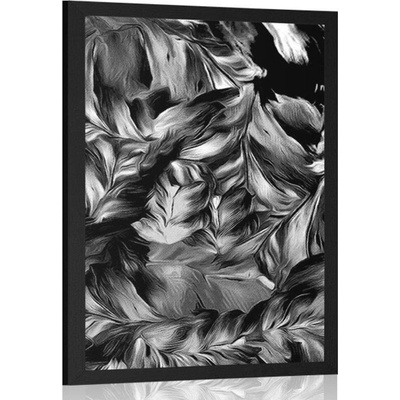 Plakát retro tahy květin v černobílém provedení - 40x60 silver
