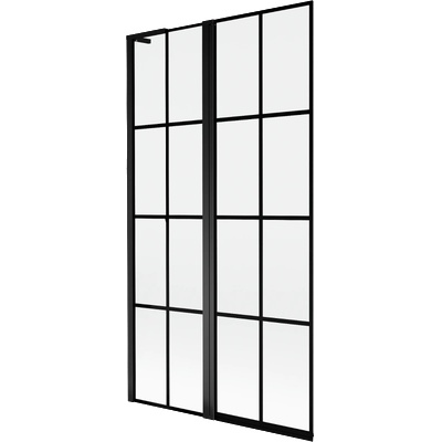 Mexen Mist L параван за вана, двукрилен, ляв, 100 x 150 см, черна решетка, черен - 8A9L-100-011-70-77-L (8A9L-100-011-70-77-L)