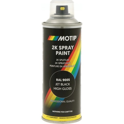 MOTIP 2K SPRAY PAINT - Dvojzložková farba v spreji (RAL 9005 - čierna, 0,2 L)
