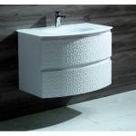 InterCeramic Конзолен шкаф за баня InterCeramic ICP 8055 W с матиран стъклен умивалник - PVC, 2 чекмеджета (ICP 8055 W)