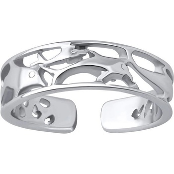 SILVEGO Otvorený strieborný prsteň na nohu Agila s delfínmi PRM12196R