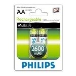 TP VISION Philips Rechargeable battery HR6 AA, 2600 mAh, 2-blister (R6B2A260/10)