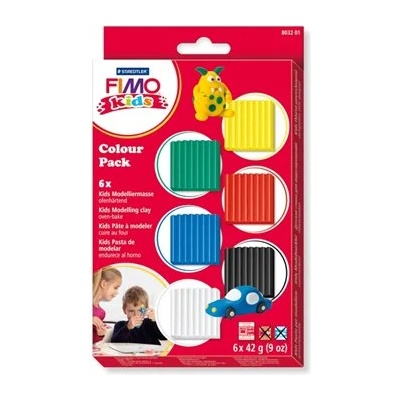 FIMO Комплект глина, 6x42 g, изпичаща се, FIMO "Kids Color Pack", 6 основни цвята 8032-01 (8032-01)