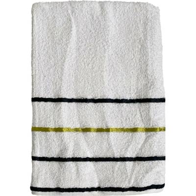 Top textil Osuška Pruhy černé zlatý 75 x 140 cm bílá