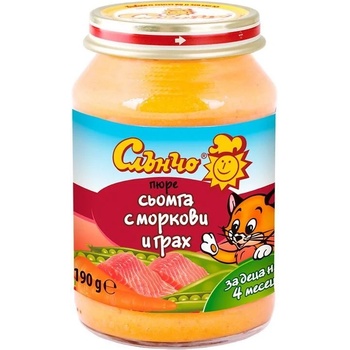 Слъчно Слънчо пюре сьомга с моркови и грах - 190 г