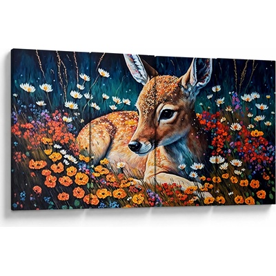 Obraz - Maľované srne, štvordielne 160x80 cm