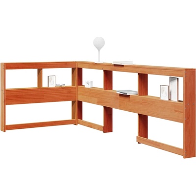 vidaXL Табла за книги с L-образна, восъчнокафява, 80 см, дърво бор (859279)