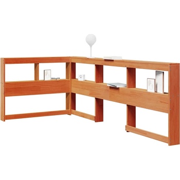 vidaXL Табла за книги с L-образна, восъчнокафява, 80 см, дърво бор (859279)