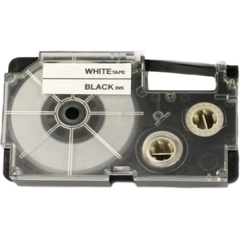 Pro Casio Casio XR-12HMWE, 12mm x 8m черен печат / бял фон, гъвкав съвместима лента (XR-12HMWE)