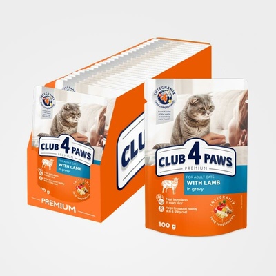 Club 4 Paws cat Premium s jahňacím mäsom v omáčke 100 g