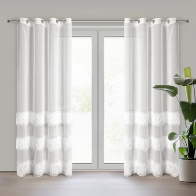 Takoy Záclona MARGARET z etamínu, zdobená mohérovou nití v pruzích 140 x 250 cm-HF-460862 | 140 x 250 cm