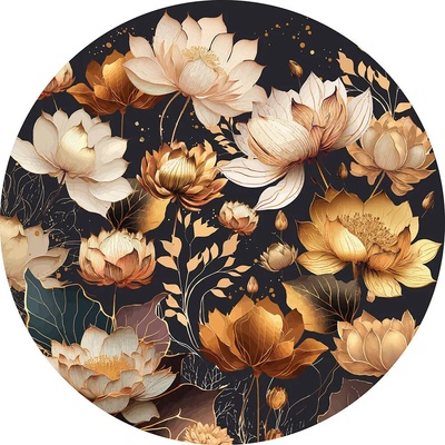 INTERDRUK Okrúhle Flowers Zlaté kvety 500 dielov