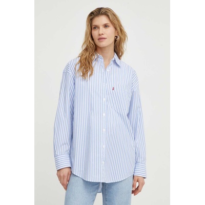 Levi's Памучна риза Levi's дамска в синьо със свободна кройка с класическа яка (A9179)