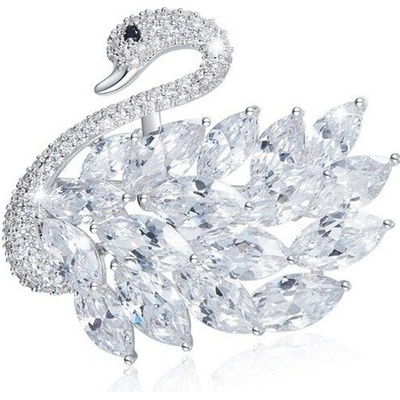 Éternelle exkluzivní brož Swarovski Elements Nicolet labuť B8003-X0327 Bílá/čirá