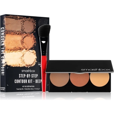 Smashbox Step By Step Contour Kit контурираща палитра за лице с четка цвят Medium/Dark 11.47 гр