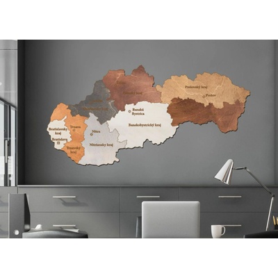 Drevená mapa Slovenska – Kraje od 50 cm