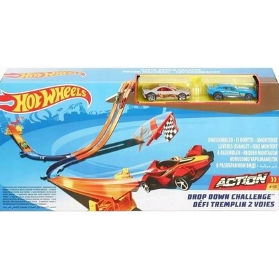 Mattel Hot Wheels Dráha pro autíčka Dvojitý sjezd + 2 autíčka
