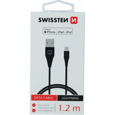 Swissten 71526500 TPE dátový USB - LIGHTNING MFi, 1,2m, černý