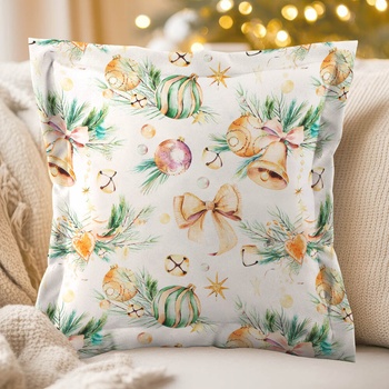 Biante Vianočná s lemom PML-039 Banky a zvončeky 45 x 45 cm