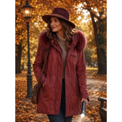 Max Original Leather kožená bunda MAX-2 FUR bordo