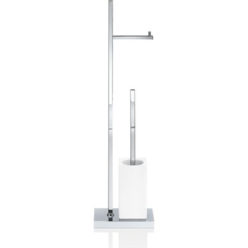 DECOR WALTHER Поставка за тоалетна хартия и тоалетна четка Porzellan с квадратна основа бял хром (0838500)