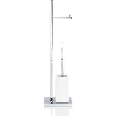 DECOR WALTHER Поставка за тоалетна хартия и тоалетна четка Porzellan с квадратна основа бял хром (0838500)