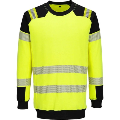 Portwest hi-vis modaflame pw3 fr707 / Светлоотразителен огнеупорен антистатичен суитшърт - hv жълто/черно m (fr707ybrm)