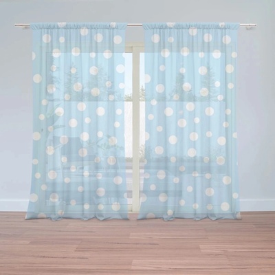 Sablio Záclony Biele bodky na modrej: 2ks 150x250cm