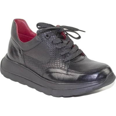 Български обувки Дамски черни маратонки от естествена кожа 2283blacky