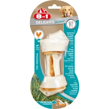 8in1 8in1 Delights Dental M - Лакомство за кучета от средни породи, дентален деликатесен кокал с вкус на пилешко месо, х 1 кокал