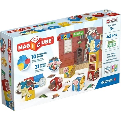 Geomag Магнитен конструктор, Geomag, Magicube, Story Building, Три малки прасенца, 42 части