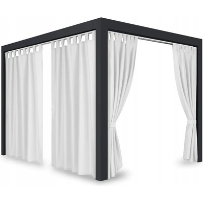 Záves so zavesením na pásky nepremokavý na terasu/altánok v bielej farbe so stuhou na uviazanie biela Šírka 155 cm | Dĺžka 210 cm