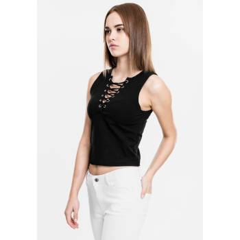 Urban Classics Дамски потник в черен цвят Urban Classics Ladies Lace Up Cropped Top black UB-TB1631-00007 - Черен, размер XS