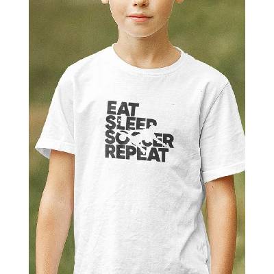 Dětské tričko Fotbal eat sleep soccer repeat BíláCanvas Dětské tričko Bezvatriko.cz 1560
