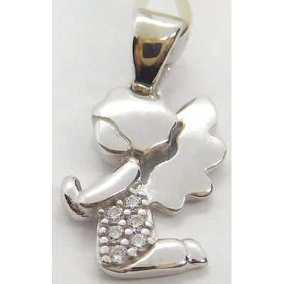 Klenoty Budín Gravírovaný zlatý andělíček z bílého zlata se zirkony 1470949