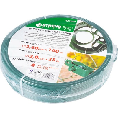 Sada drôtov Strend Pro, na pletivo Pwire.mc PVC, napínací L-100 m a viazací L-25 m drôt, 4x napínač drôtu