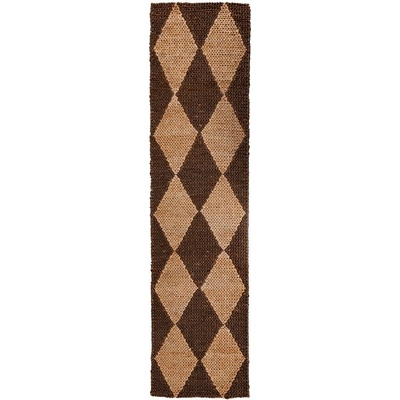 Flair Rugs Кафява/естествена ръчно изработена пътека със смес от юта 80x230 cm Effie Diamond - Flair Rugs (503119380192)